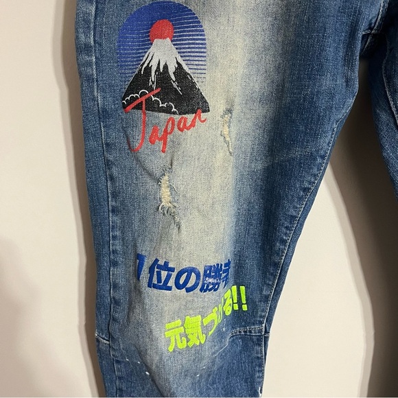 Men’s Smoke Rise Tokyo Ferry Blue Taper Stretch Denim Jeans Size 40x32 - Picture 6 of 14
